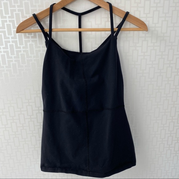 Karma brand Double Spaghetti Strap Tank Top-black - Picture 1 of 6